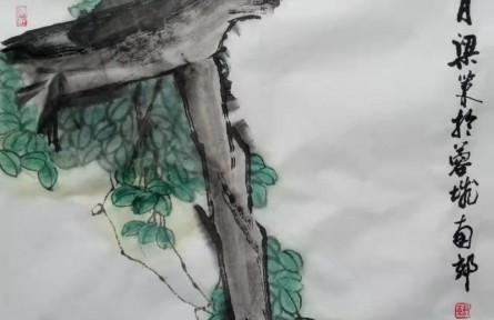 梁策國(guó)畫(huà)作品：《枯木逢春》