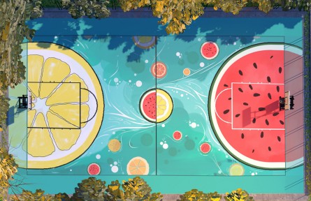 美麗宜居鄉(xiāng)村籃球場最佳創(chuàng)意設計方案|檸檬+西瓜——杜瑤